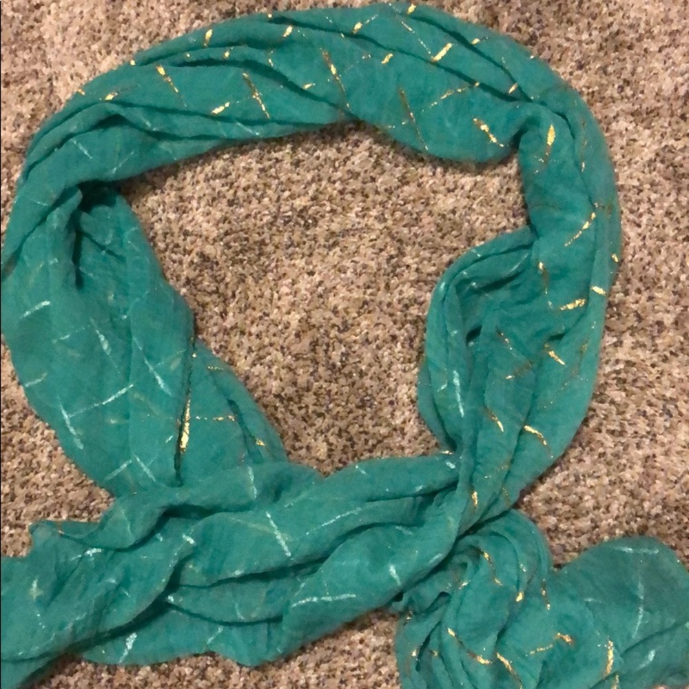 Teal and gold scarf